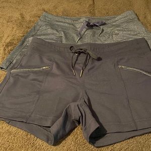 2 pair Active Life spandex shorts, black and heather gray, size small